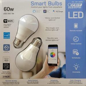 Feit Electric Smart Wi-Fi LED Color Changing Dimmable 60W Light Bulbs