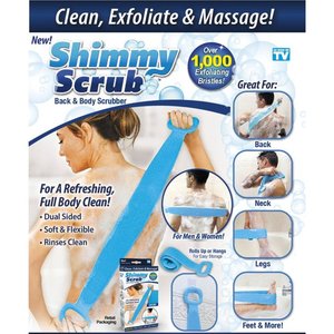 Lot of TWO (2) - Shimmy Scrub Back and Body Scrubber Clean Exfoliate Massage Over 1000 Exfoliating Bristles Refreshing Full Body Clean Dual Sided Soft Flexible