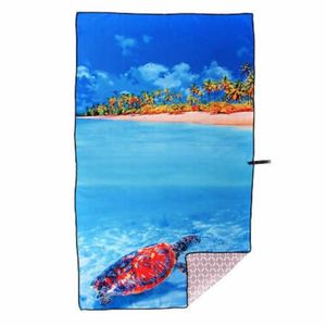 Whitley Willows Microfiber Printed Towels- Blue Turtle