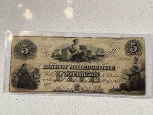 Genuine 1854 $5 Bill