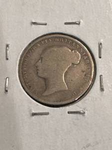 1839 British Silver 6 Pence Coin