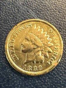 1889 Indian Head Penny Plated in 24kt Gold