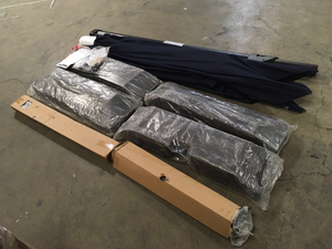 Mix Lot of Outdoor Umbrellas, Bases, review all pictures, Customer returns