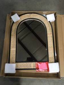 Home Decorators Collection  Medium Arched Natural and Black Rattan Cane Mirror (24 in. W x 32 in H) (13) Customer return Review all pictures