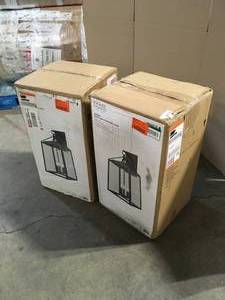 Home Decorators Collection  Blakeley Transitional 3-Light Black Hardwired Extra Large Outdoor Wall Lantern Sconce with Beveled Glass