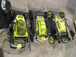 Mix lot of Ryobi Battery Lawn Mowers Customer return Review all pictures