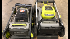 lot 34 image: Mix lot of 2 Ryobi LAWN Mowers Customer returns Review all pictures
