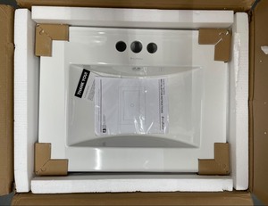 lot 7 image: New Swiss Madison 24 in. Ceramic Vanity Top with 3-Faucet Holes with White Basin