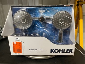 lot 22 image: New Kohler Awaken 3-Spray Patterns with 2.5 GPM 5 in. Wall Mount Dual Shower Heads in Polished Chrome