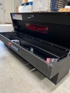 lot 45 image: Weather Guard - 41 in. Matte Black Aluminum Low Profile Lo-Side Truck Tool Box