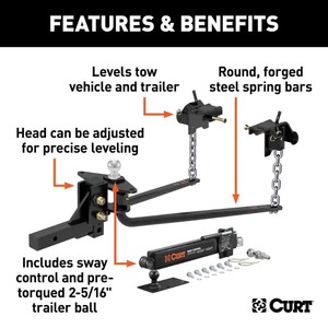 lot 75 image: Curt - MV Round Bar Weight Distribution Hitch Kit (10K - 14K lbs., 31-316 Bars)