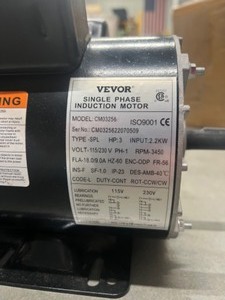 lot 112 image: VEVOR - 3 HP - Single Phase Induction Motor - For Air Compressor
