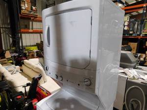 GE Electric Stacked Laundry Center with 3.8-cu ft Washer and 5.9-cu ft Dryer