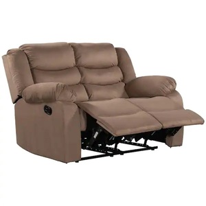 lot 47 image: Polibi  57.00 in. W Brown Velvet Upholstered 2-Seat Loveseat, Home Theater Seating Manual Recliner