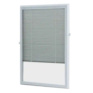 lot 81 image: ODL  White Cordless Add On Enclosed Aluminum Blinds with 12 in. Slats, for 22 in. Wide x 36 in. Length Door Windows