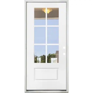 lot 87 image: Steves & Sons  32 in. x 80 in. Legacy Series 6 Lite 34 Lite Clear Glass Left Hand Inswing White Primed Fiberglass Prehung Front Door
