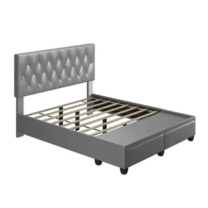 lot 102 image: Boyd Sleep  Verona Faux Leather Upholstered Tufted Platform Storage Bed Frame, Queen, Gray