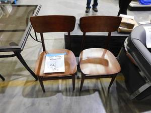 lot 95 image: Baxton Studio Netherlands Medium Brown Wood Dining Chairs (Set of 2)