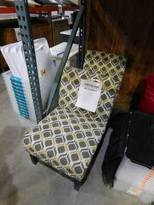 lot 97 image: (2)  Noble House  Galilea YellowGray Pattern Fabric Accent Chair