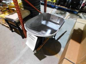 lot 76 image: Anvil  Anvil 6 cu. ft. Steel Wheelbarrow with a Pneumatic Tire and Wood Handles
