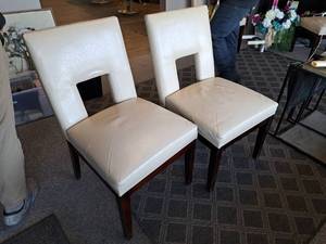 Lot of (2) Padded Wood Entry Chairs