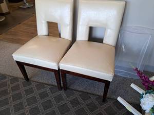 Lot of (2) Padded Wood Entry Chairs