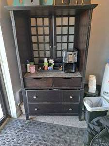 70 4-drawer Black Wood Cabinet