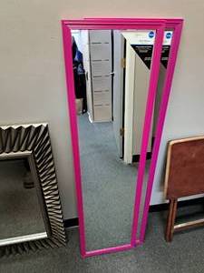 Lot of (2) Pink Framed Wall Mirrors 13x50