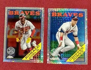 (2) 2023 Topps Chrome Refractors - Chipper Jones & Ronald Acuna