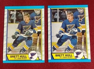 (2) 1989-90 Brett Hull 2nd Year Cards - Topps & O Pee Chee