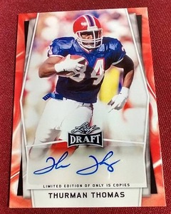Autographed Thurman Thomas Leaf Draft Card - Only 15 Made