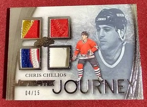 Crazy Game-Used Quad Patch Chris Chelios Card - #d15