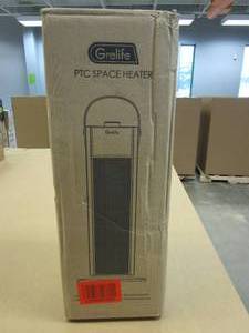 lot 314 image: Grelife 1500W Space Heater with Adjustable Thermostat in Black (SLIGHTLY USED)