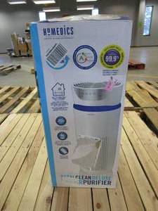 lot 350 image: Homedics Air Purifier for Extra-Large Rooms, TotalClean Deluxe 5-in-1 Tower, UV-C Light for Home, Office, True HEPA Filtration for 1,659 Sq Ft, Air Quality Particle Sensor, Odor Reducer, White (OPEN BOX)