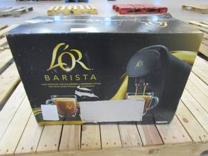 lot 368 image: LOR The Barista System Coffee and Espresso Machine Combo by Philips, Black (SLIGHTLY USED, OPEN BOX)