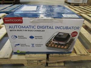 lot 386 image: 30 Egg Incubator with Humidity Display, Egg Candler, Automatic Egg Turner, for Hatching Chickens (OPEN BOX)