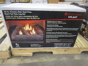 lot 387 image: HearthSense  24 in. 32,000 BTU T-Stat Control Country Oak Vent Free Dual Fuel Gas Log Set (OPEN BOX)
