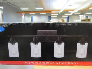 lot 397 image: Melucee 4 Light Vanity Light in Black with Clear Glass (OPEN BOX)