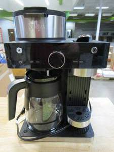 lot 400 image: Ninja CFN601 Espresso & Coffee Barista System, Single-Serve Coffee & Nespresso Capsule Compatible, 12-Cup Carafe, Built-in Frother, Espresso, Cappuccino & Latte Maker, Black & Stainless Steel (SLIGHTLY USED)