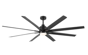 lot 393 image: YUHAO  72 in. Matte Black Ceiling Fan with Integarted LED, DC Motor, Remote Control (OPEN BOX)