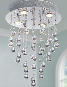 lot 420 image: Bestier Modern Crystal Round Raindrop Chandelier Lighting Flush Mount LED Ceiling Light (OPEN BOX)