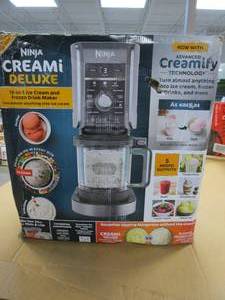 lot 436 image: Ninja - CREAMi Deluxe 10-in-1 Ice Cream and Frozen Treat Maker - Silver (OPEN BOX)