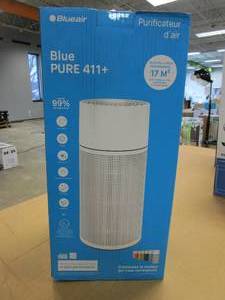 lot 442 image: BLUEAIR Bedroom Air Purifier, Small Room Air Cleaner Dust Pet Dander Smoke Mold Pollen Allergen, Odor Removal, Home Office Nursery, 2 Washable Pre Filters, HEPASilent, Metal Cage, Blue 411(Non-Auto) (OPEN BOX)