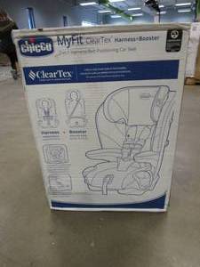 lot 460 image: Chicco MyFit Harness  Booster Car Seat, 5-Point Harness Car Seat and High Back Booster Seat, For children 25-100 lbs.  FathomGreyBlue (OPEN BOX)