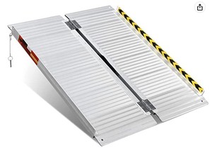 lot 484 image: ORFORD Non-Skid Folding Wheelchair Ramp 3ft, 800 lbs Weight Capacity, Utility Mobility Access Threshold Ramp, Portable Aluminum Foldable Wheelchair Ramp, for Home Steps Stairs Doorways Scooter - NEW, SOLD AS IS