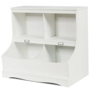 lot 493 image: Kids Floor Cabinet Multi-Functional Bookcase -White HW63982WH - Appears to be New - SOLD AS IS