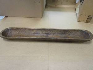 lot 469 image: MainEvent Carved, Waxed Bowl, Approximate Dimensions 30 x 5 x 2 12 Deep. - SOLD AS IS