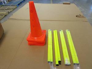lot 479 image: Canine Training and Agility Set - 8 Cones for Hurdles and 4 Pole Sets - SOLD AS IS