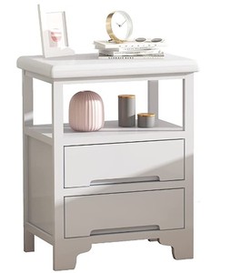 lot 504 image: SQPFTW White End Table Fully Assembled Nightstand with 2 Drawers - Solid Wood Side Table No Assembly for Livingroom, Bedroom and Study-17 W x 15 D x 22 H - SOLD AS IS