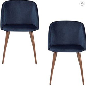 lot 511 image: GAIA Rolet Chair Walnut Finish Legs 2 Pack - Blue, Open Box - SOLD AS IS
